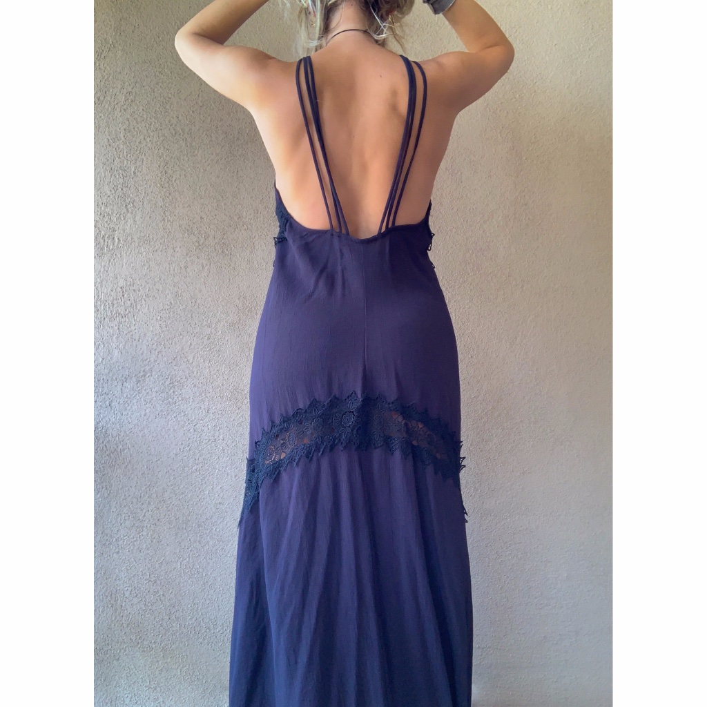 *Never Worn* Stone Cold Fox Women's Purple, Black Lace, Maxi Dress, Size M/L — image 3 of 5